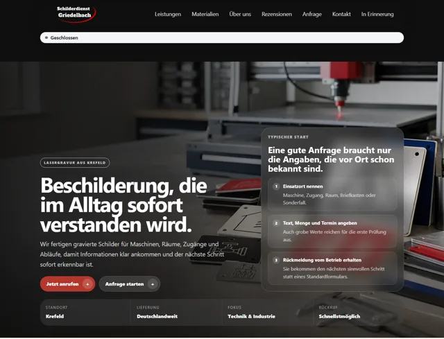 Screenshot der Website Schilderdienst Griedelbach